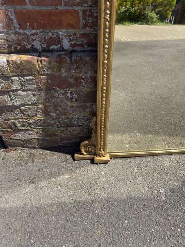 A Wonderful large Antique English 19th Century carved wood & gesso gilt Overmantle Mirror
