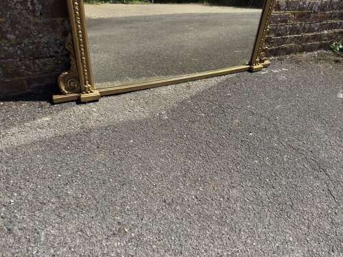 A Wonderful large Antique English 19th Century carved wood & gesso gilt Overmantle Mirror
