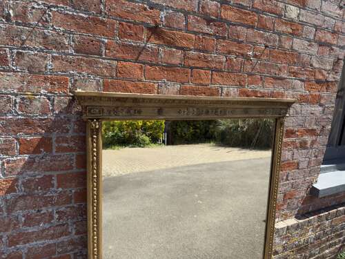A Wonderful large Antique English 19th Century carved wood & gesso gilt Overmantle Mirror