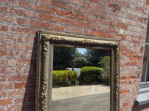 A Stunning large Antique French 19th Century carved wood & gesso gilt & painted Mirror.