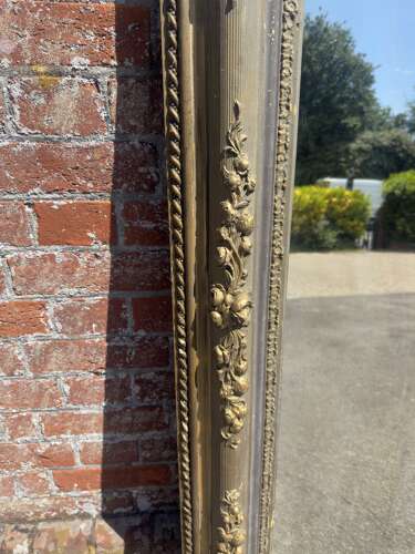 A Stunning large Antique French 19th Century carved wood & gesso gilt & painted Mirror.