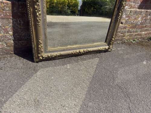 A Stunning large Antique French 19th Century carved wood & gesso gilt & painted Mirror.