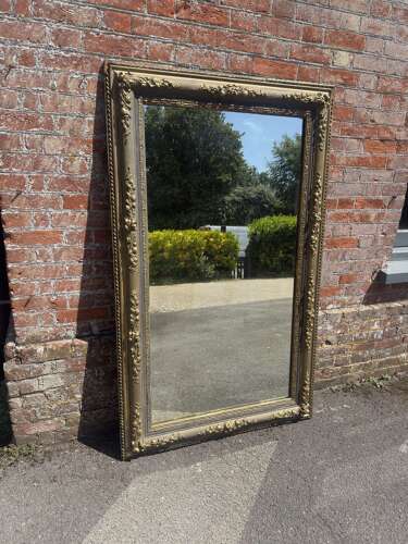 A Stunning large Antique French 19th Century carved wood & gesso gilt & painted Mirror.