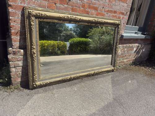 A Stunning large Antique French 19th Century carved wood & gesso gilt & painted Mirror.