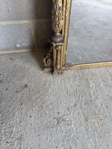 An Exceptional large Antique English 19th C shaped top original gilt Overmantle Mirror.
