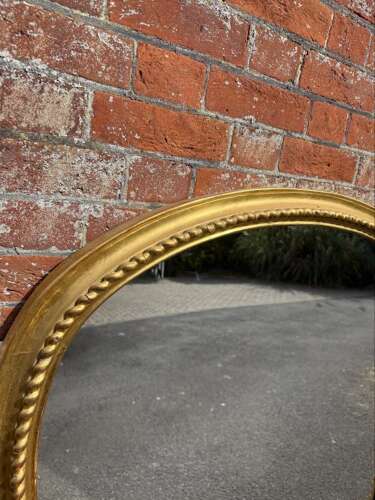 An Exceptional large Antique English 19thC gilt hour glass ribbed framed Overmantle Mirror