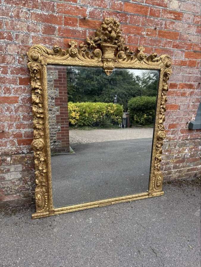 An Exceptional large Antique English 19th Century carved wood gilt&nbsp;&nbsp;Overmantle Mirror,