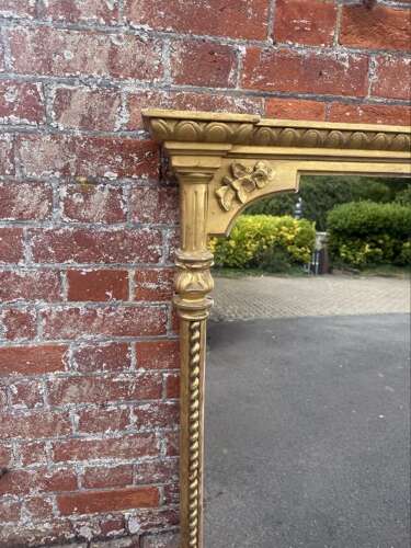 A Stunning large Antique English 19th C gilt rope twist framed Overmantle Mirror.
