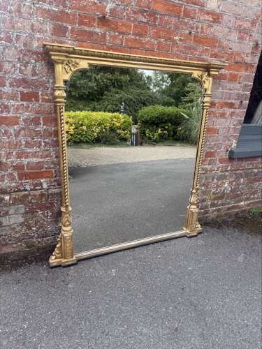 A Stunning large Antique English 19th C gilt rope twist framed Overmantle Mirror.