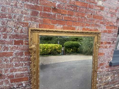 An Exceptional large Antique English 19th C gilt ornate framed Overmantle Mirror.