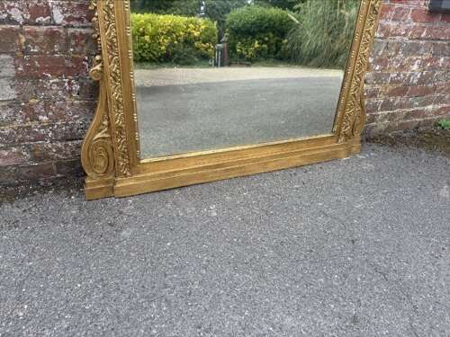 An Exceptional large Antique English 19th C gilt ornate framed Overmantle Mirror.