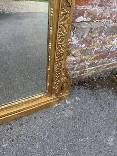 An Exceptional large Antique English 19th C gilt ornate framed Overmantle Mirror.
