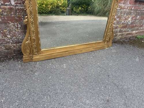 An Exceptional large Antique English 19th C gilt ornate framed Overmantle Mirror.