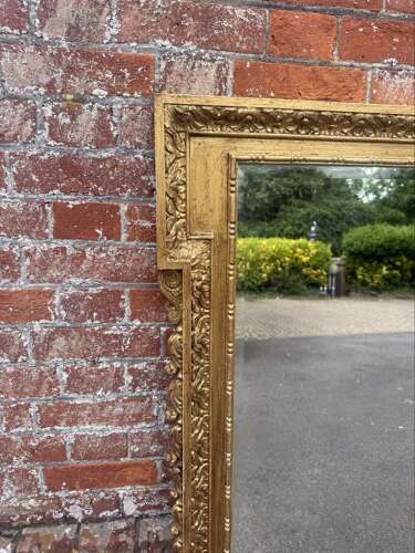 An Exceptional large Antique English 19th C gilt ornate framed Overmantle Mirror.