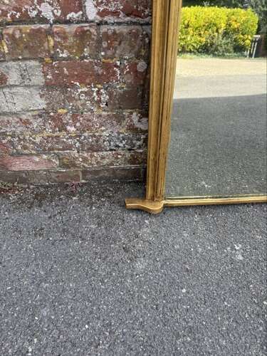 A Superb large Antique English19th C carved wood & gesso arched top gilt Overmantle Mirror
