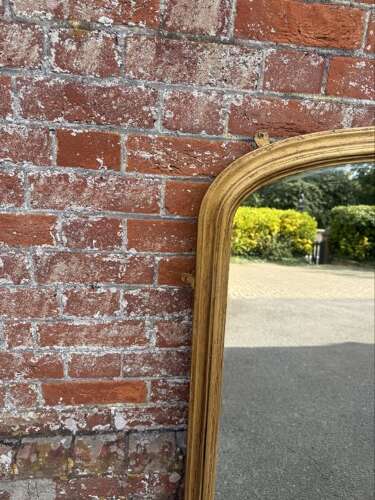 A Superb large Antique English19th C carved wood & gesso arched top gilt Overmantle Mirror