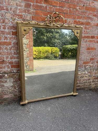 A Stunning large Antique English 19th Century gilt Overmantle Mirror