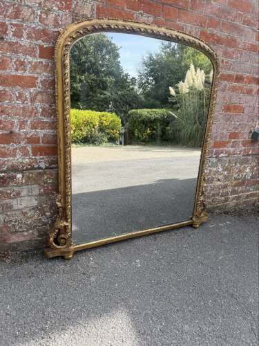 A Fabulous large Antique English 19th C rope twist framed gilt Overmantle Mirror.