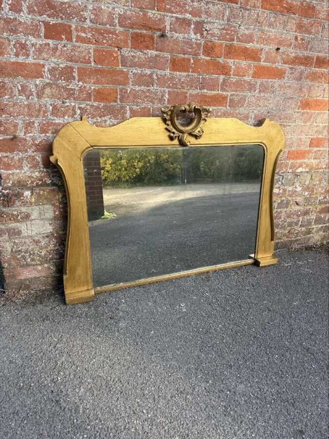 A Superb good size Antique English 19th Century carved wood gilt Overmantle Mirror.